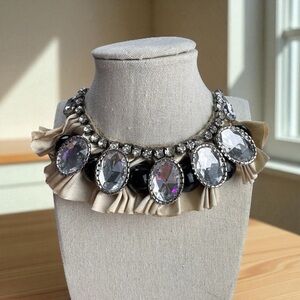 Mixit RARE Satin and Rhinestone Neck Sash Double Face Satin Ruffled Necklace NWT